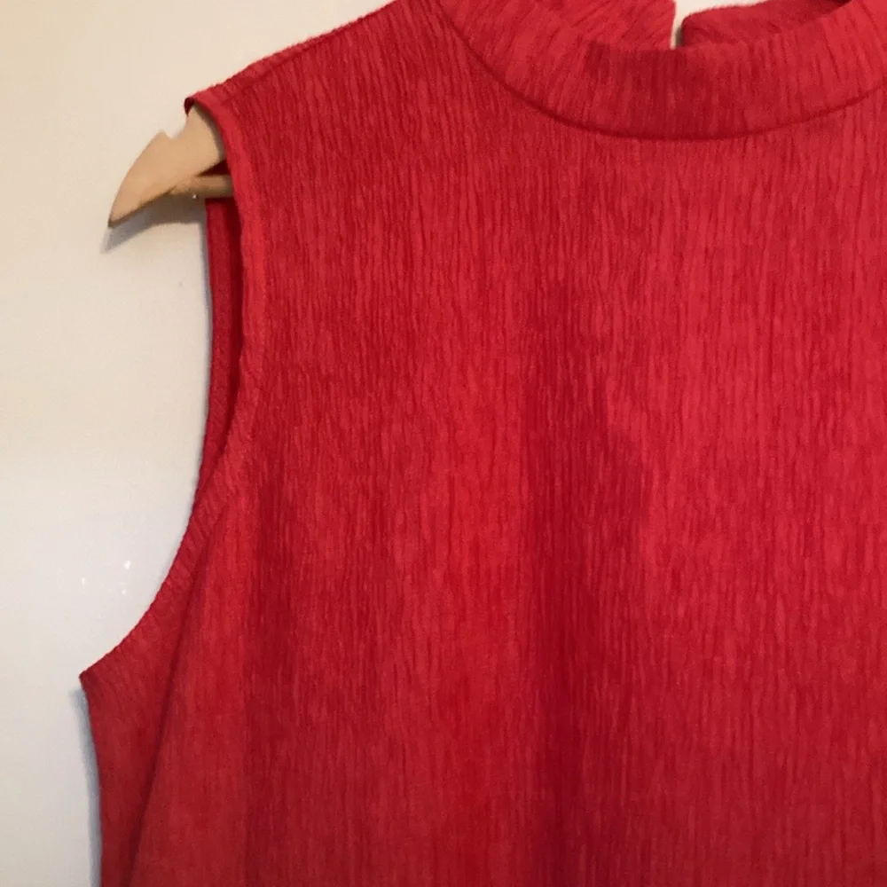 Eileen Fisher Orange Woven Plissé Mock Neck Dress| Sz S/P Pre Owned condition - Picture 5 of 13